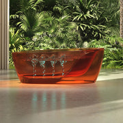 Monblari Red Resin Bathtub Double Walled Crystal Clear Tub Bubble feature
