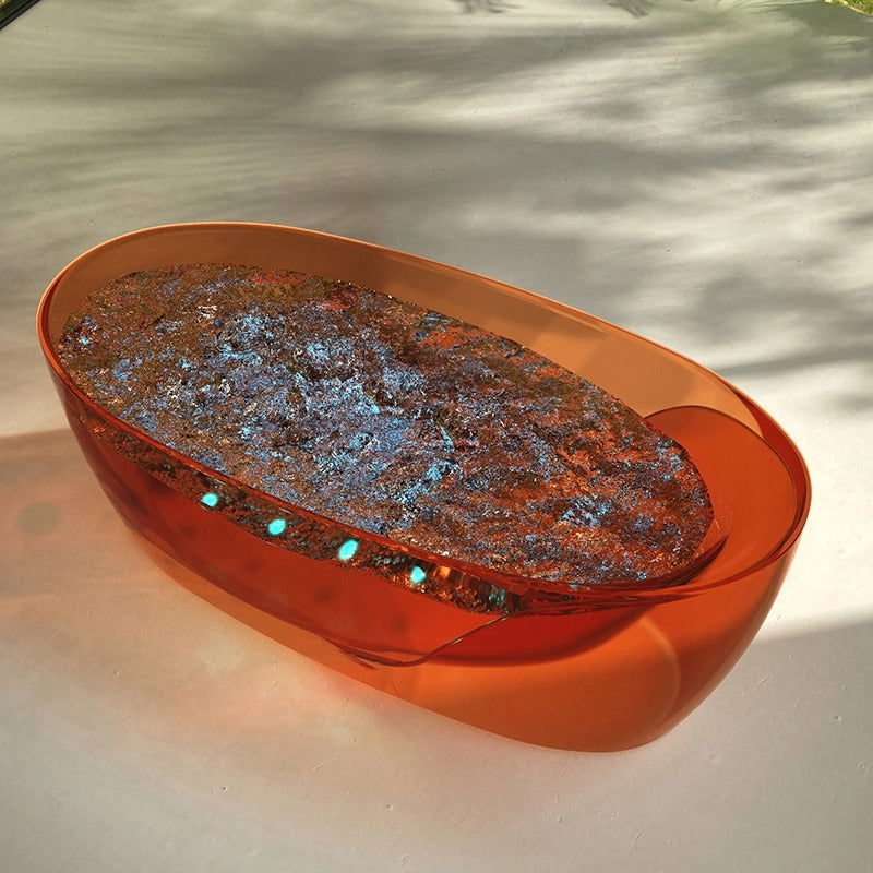 Monblari Red Resin Bathtub Double Walled Crystal Clear Tub Bubble feature