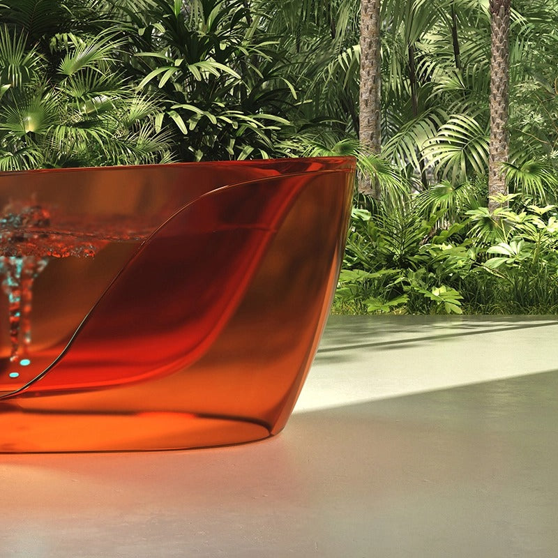 Monblari Red Resin Bathtub Double Walled Crystal Clear Tub Bubble feature
