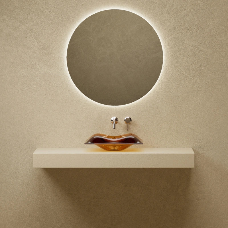 15.7" MonBlari Monro Series Clear Amber Transparent Resin Vessel Sink