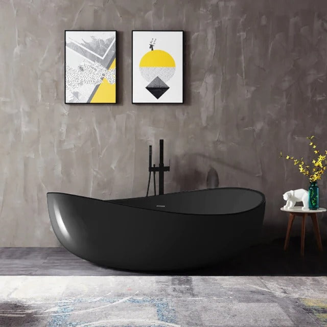 Monblari contemporary oval freestanding bathtub-TW-6620-Black-FrontView