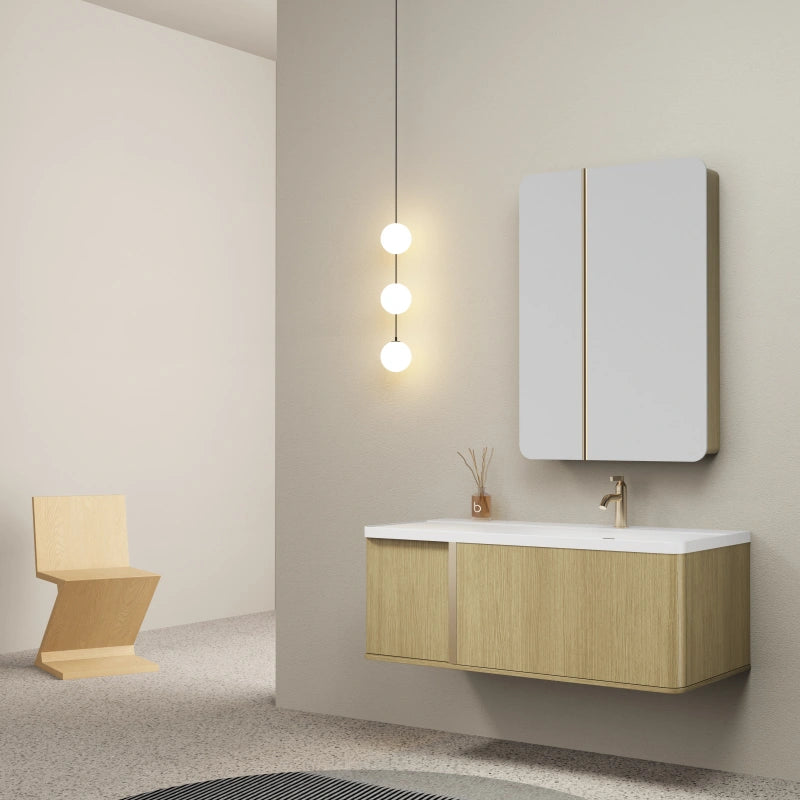 MonBlari PV Series Wood Bathroom Vanity with Mirror