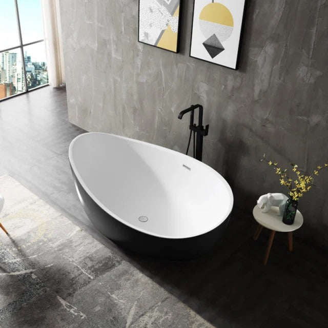 Monblari contemporary oval freestanding bathtub-TW-6620-Black-TopView