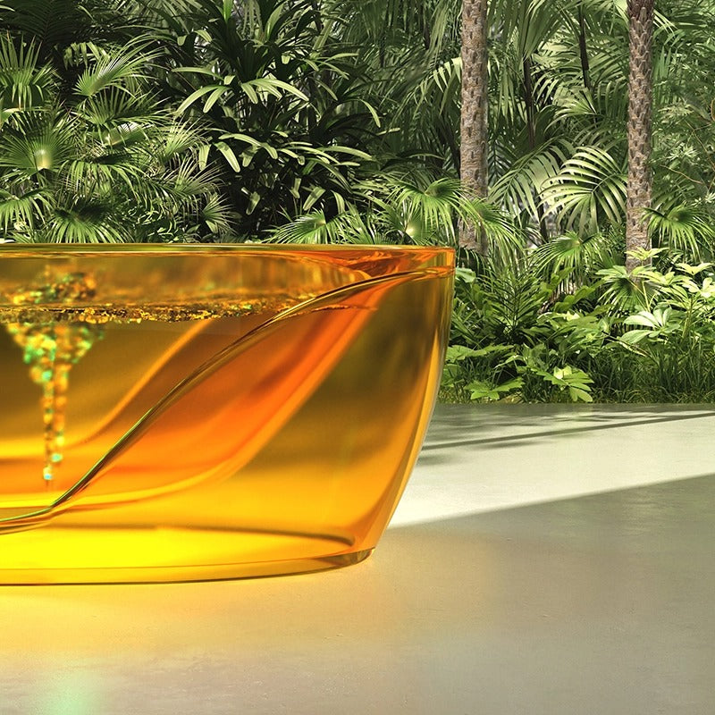 Monblari Yellow Resin Bathtub Double Walled Crystal Clear Tub