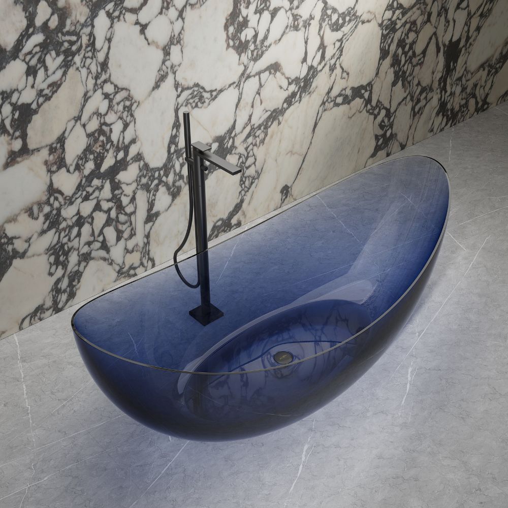 70.9" Monblari Blue Resin Bathtub — Soaking Luxury Freestanding Bathtub