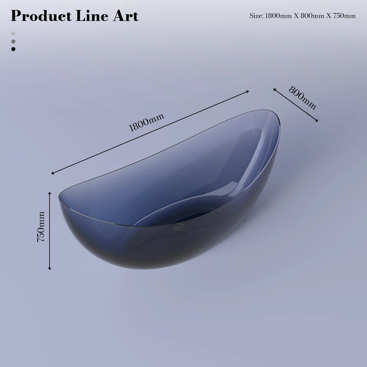 70.9" Monblari Blue Resin Bathtub — Soaking Luxury Freestanding Bathtub