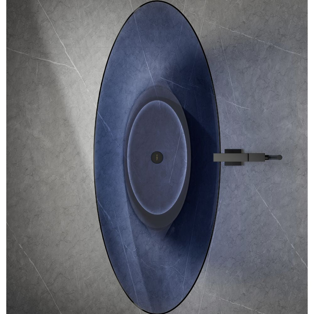 70.9" Monblari Blue Resin Bathtub — Soaking Luxury Freestanding Bathtub