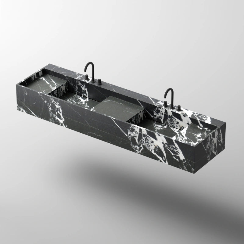 MonBlari SQUARE CLTY Series Wall-Mounted Double Marble Wash Basin