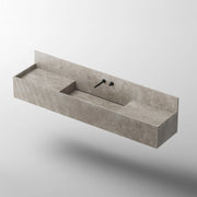 MonBlari SQUARE CLTY Series Fluted Marble Wall-Mounted Bathroom Sink with Backsplash