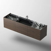 MonBlari SQUARE CLTY Series Sculpted Marble Vanity for Modern Bathrooms