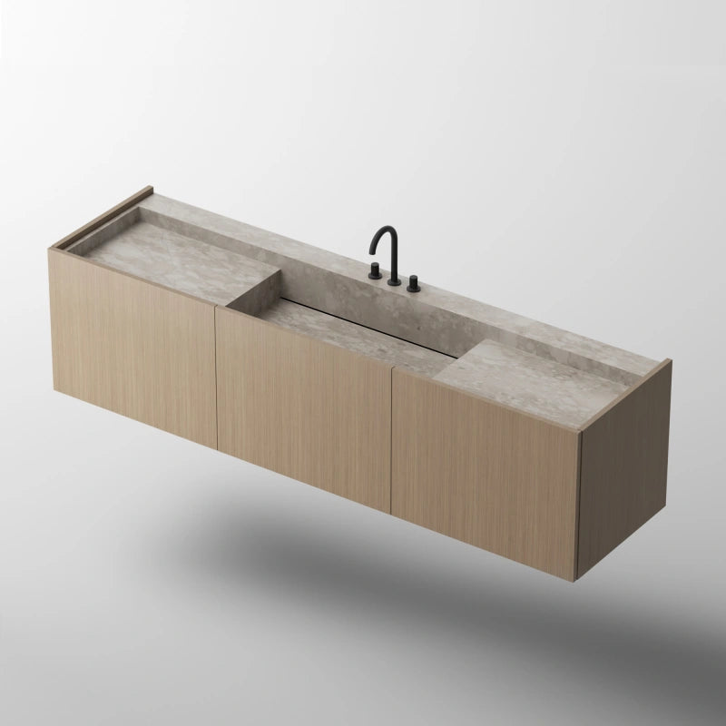 MonBlari SQUARE CLTY Series Sculpted Marble Vanity with Undermount Sink