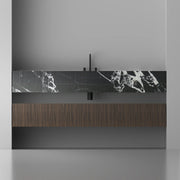 MonBlari SQUARE CLTY Series Black Marble Bathroom Vanity Set with Open Storage