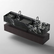 MonBlari SQUARE CLTY Series Fluted Modern Floating Bathroom Vanity with Dual Basins