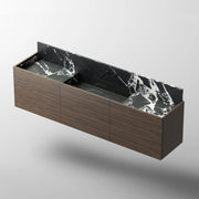 MonBlari SQUARE CLTY Series Black Marble Sink Vanity with Backsplash