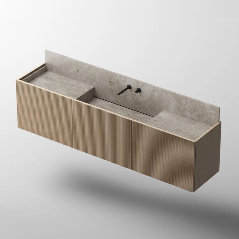 MonBlari SQUARE CLTY Series Contemporary Marble Vanity with Backsplash
