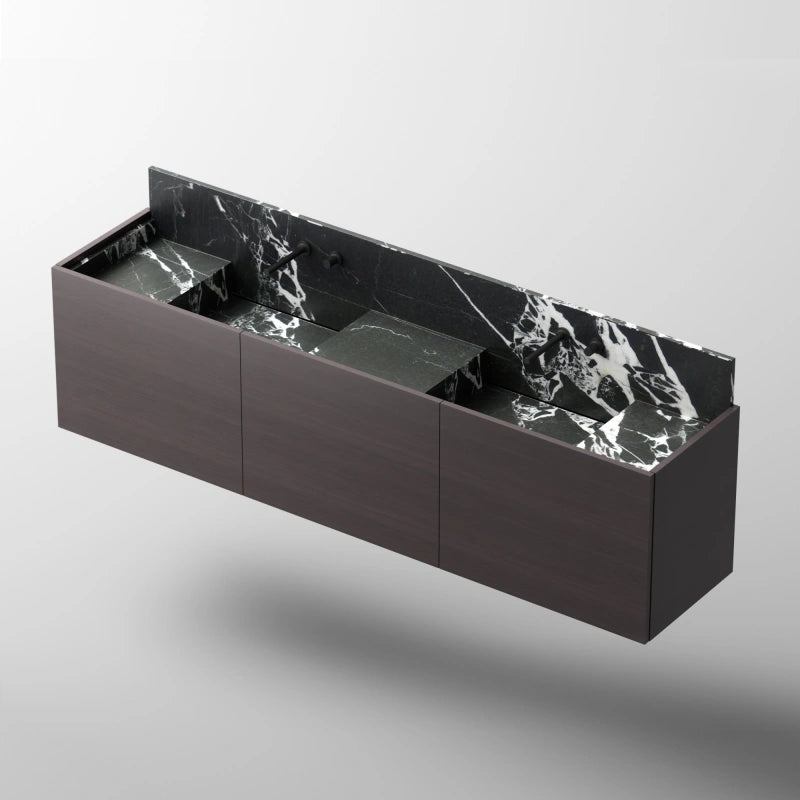 MonBlari SQUARE CLTY Series Marble Floating Bathroom Vanity