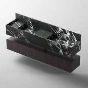 MonBlari SQUARE CLTY Series Black Marble Double Bathroom Vanity with Backsplash