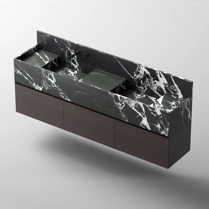 MonBlari SQUARE CLTY Series Marble Bathroom Vanity with Double Sink