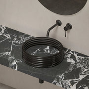 MonBlari STRATA Series Structured Marble Vessel Sink with Clear Acrylic