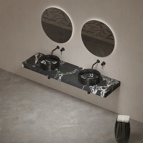 MonBlari STRATA Series Structured Marble Vessel Sink with Clear Acrylic