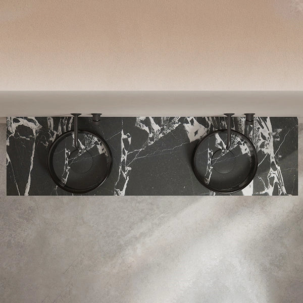 MonBlari STRATA Series Structured Marble Vessel Sink with Clear Acrylic