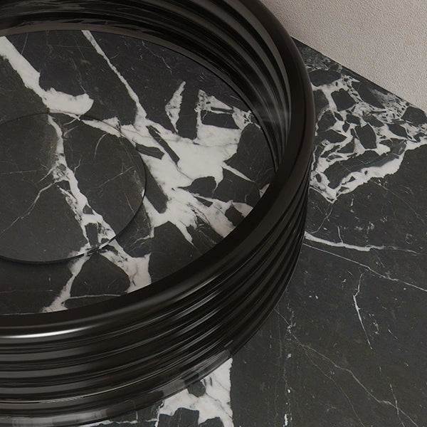 MonBlari STRATA Series Structured Marble Vessel Sink with Clear Acrylic