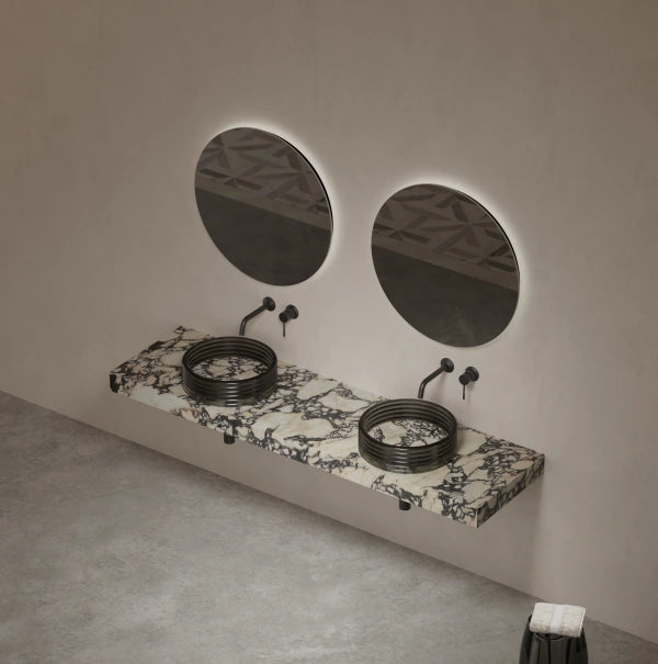 MonBlari STRATA Series Marble Vessel Sink with Transparent Acrylic