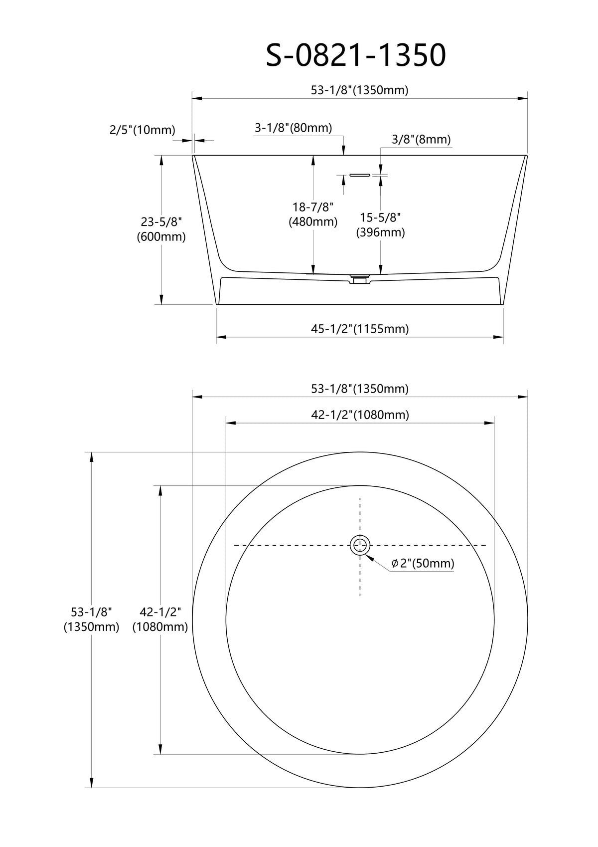 53 Inch MonBlari SWING Series Bathtub