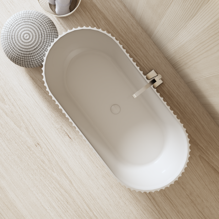 67 Inch MonBlari Venus Series Solid Surface Freestanding BathtubMR88871MW-TopView