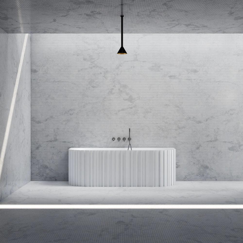 67 Inch MonBlari Solid Surface Back to Wall Bathtub