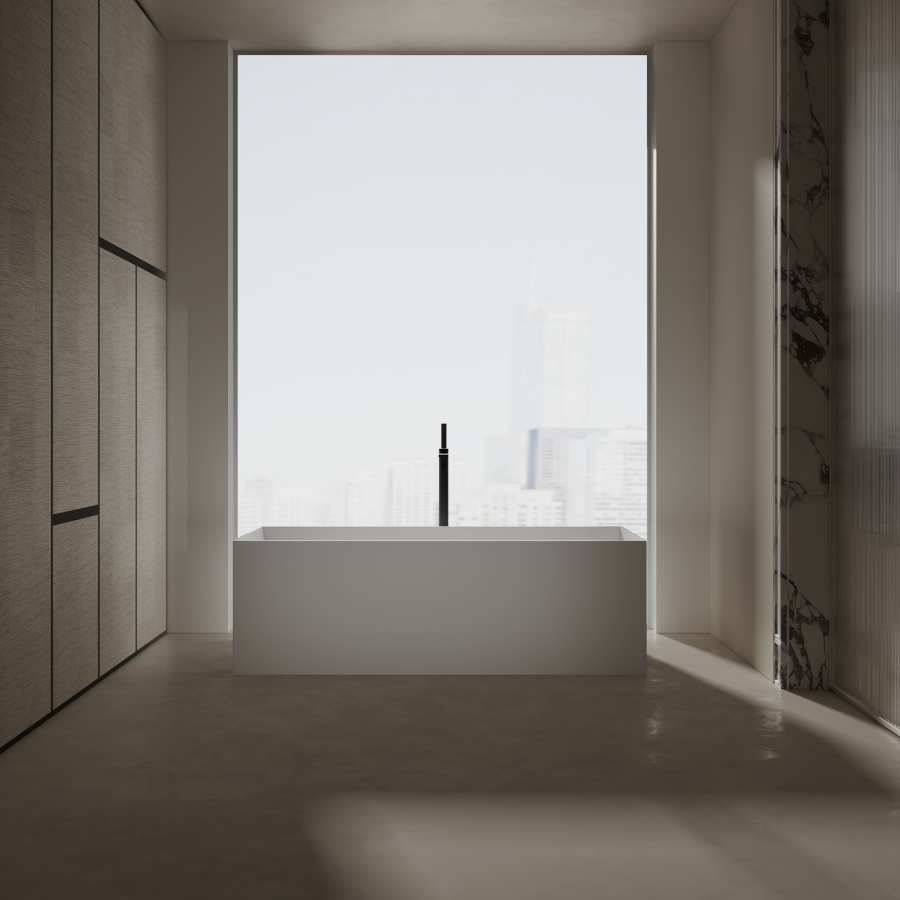 59.1 Inch MonBlari NORMA Solid Surface Freestanding Bathtub