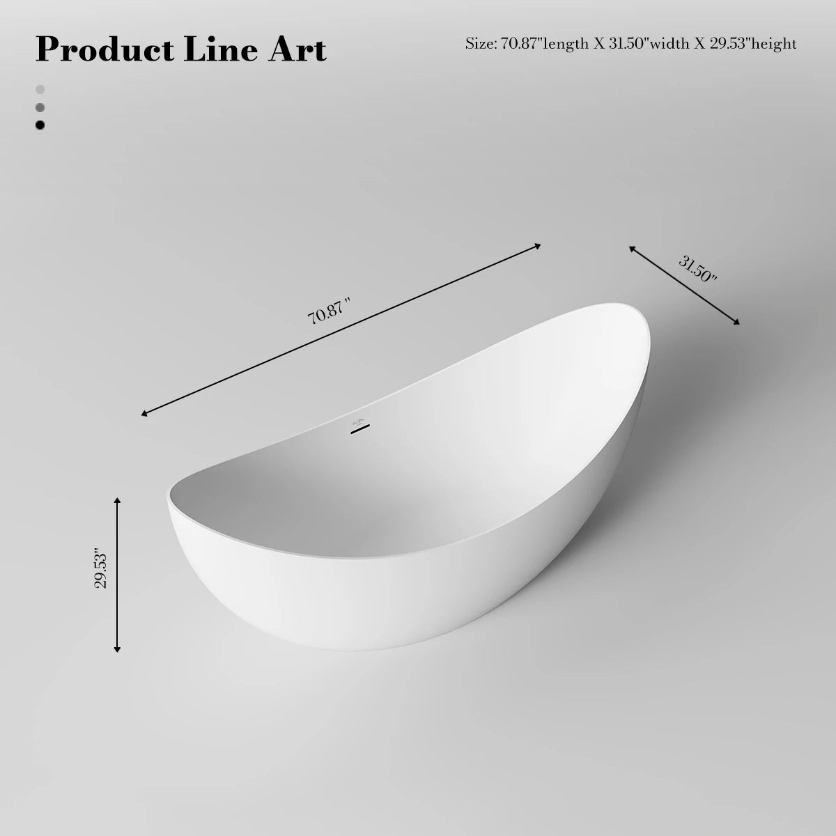 64.2 Inch MonBlari LUCENT Solid Surface Freestanding Bathtub