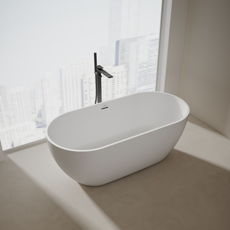 59-67 Inch MonBlari Solid Surface Freestanding Bathtub