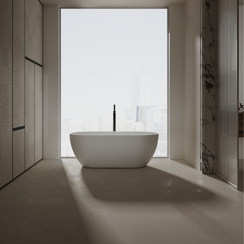 59-67 Inch MonBlari Solid Surface Freestanding Bathtub