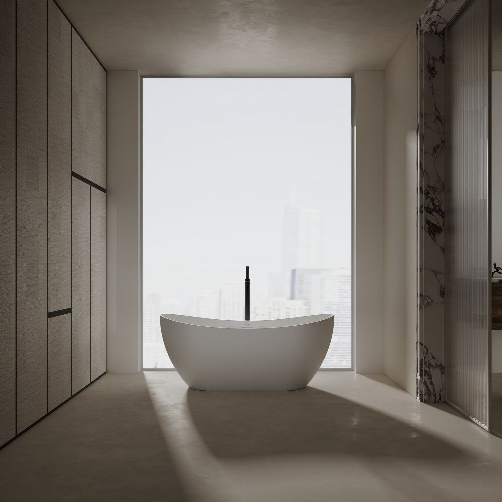 Monblari 59.1" Solid Surface tubs Surface Soaking bathtubs