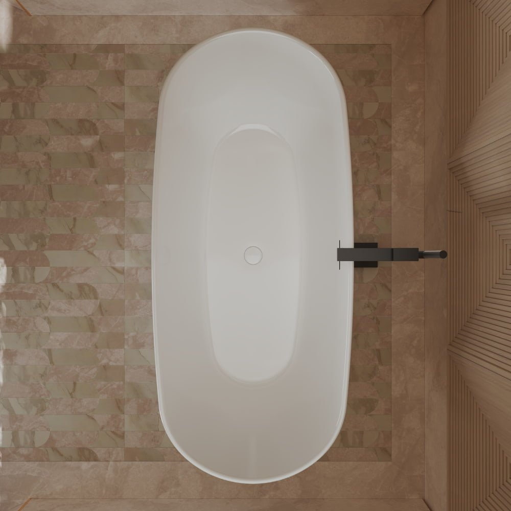 67" Standing Acrylic Soaking Tub with Center Drain