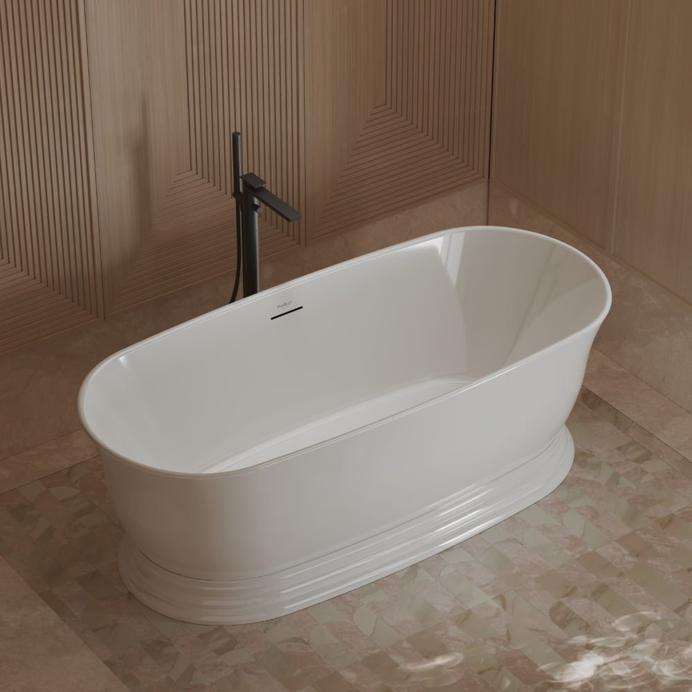 67" Standing Acrylic Soaking Tub with Center Drain