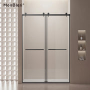 MonBlari Black Contemporary Sliding Glass Shower Door 60" x 76"