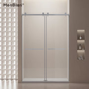 MonBlari Silver Contemporary Sliding Glass Shower Door 60" x 76"