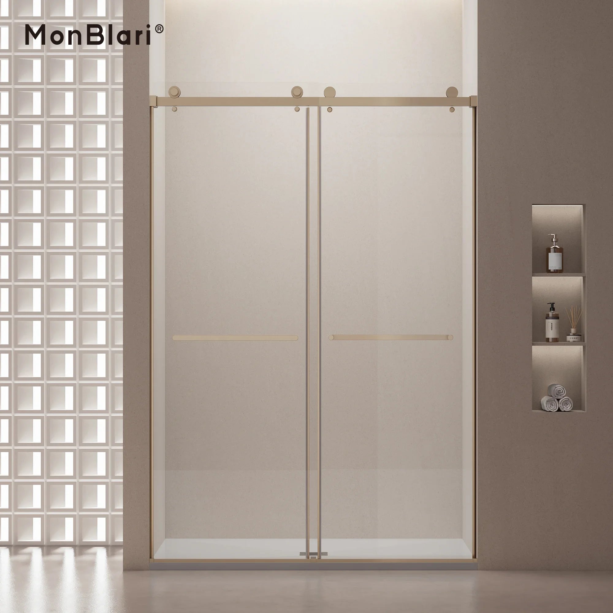 MonBlari Contemporary Sliding Glass Shower Door 60" x 76"