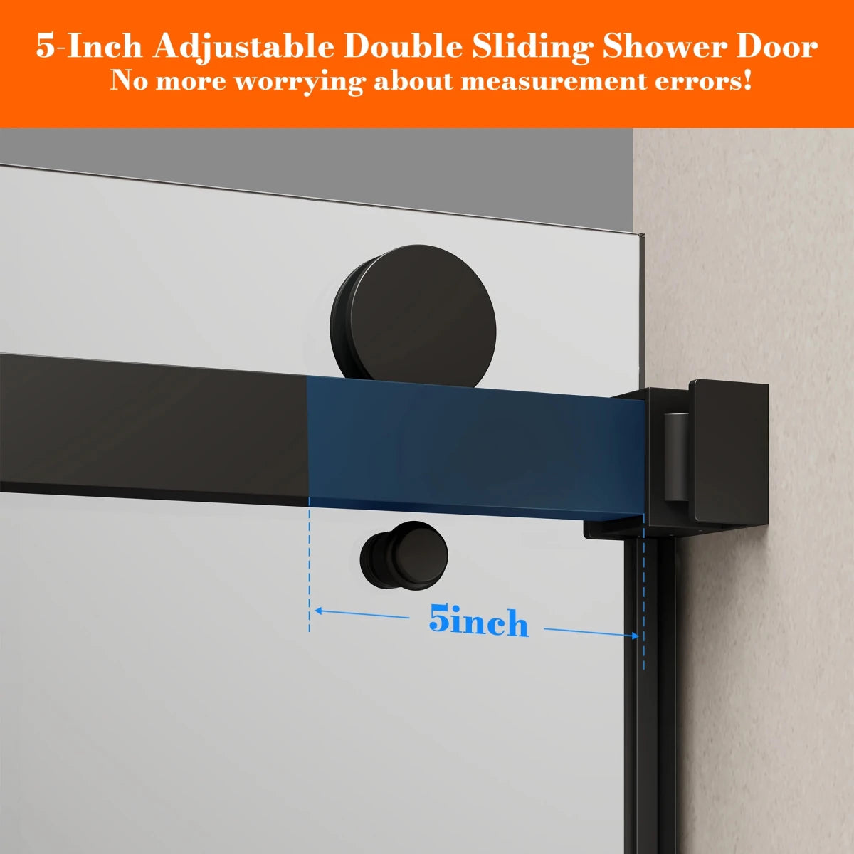 MonBlari Black Contemporary Sliding Glass Shower Door 60" x 76"