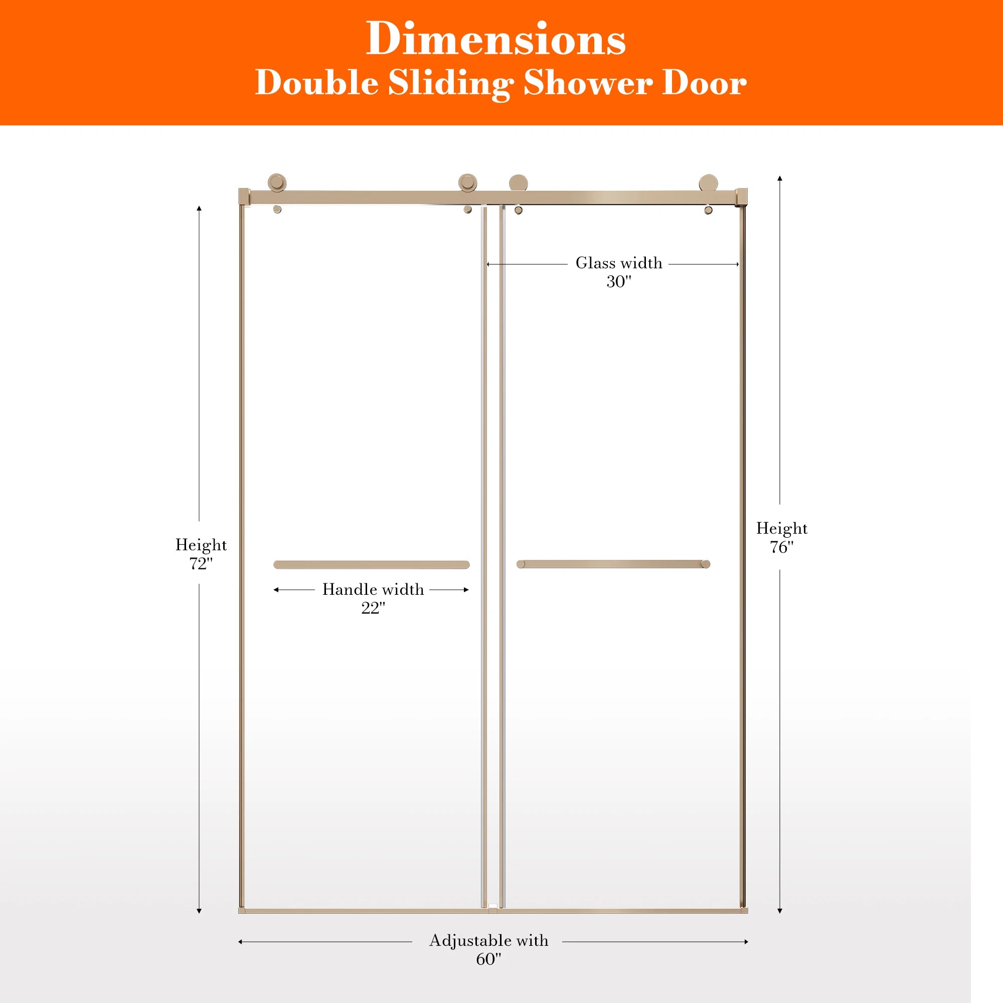 MonBlari Contemporary Sliding Glass Shower Door 60" x 76"