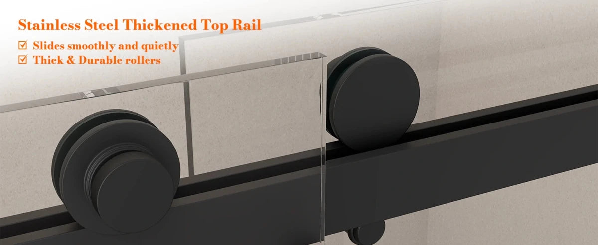 MonBlari Black Contemporary Sliding Glass Shower Door 60" x 76"