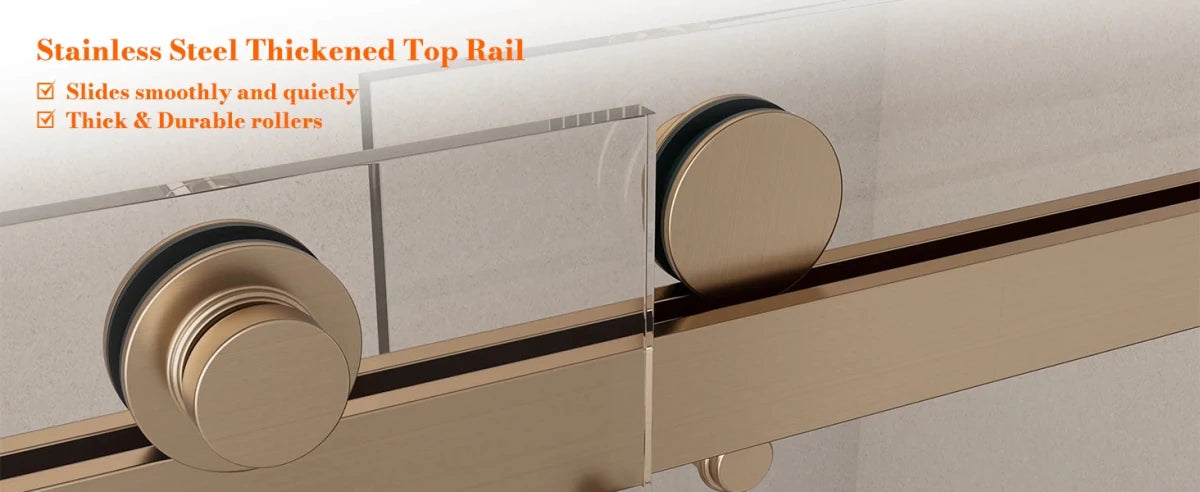 MonBlari Gold Contemporary Sliding Glass Shower Door 60" x 76"