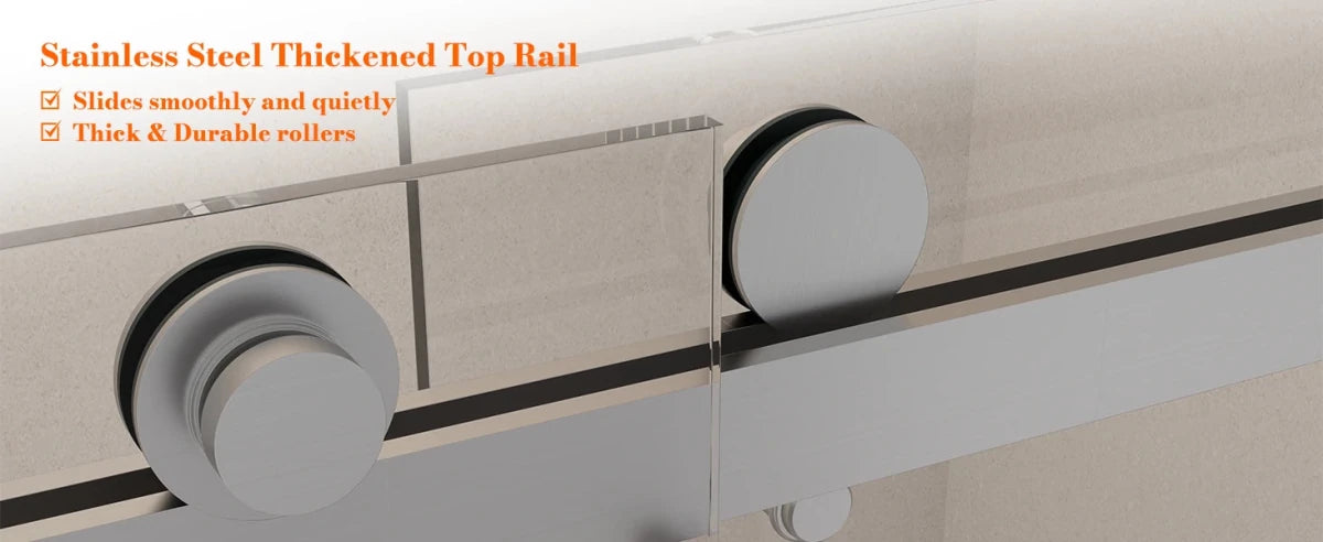 MonBlari Silver Contemporary Sliding Glass Shower Door 60" x 76"
