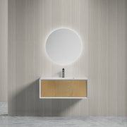 MonBlari Solid Surface Vanity With Mirror TW-2501-BACK TO WALL-FrontView