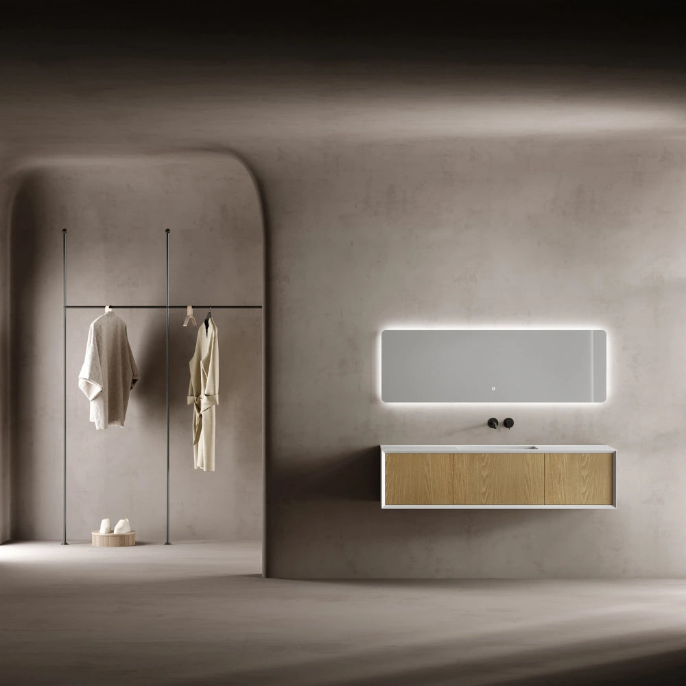MonBlari Wall Mounted Bathroom Vanity with Center Integrated Sink