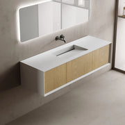 MonBlari Wall Mounted Bathroom Vanity with Center Integrated Sink
