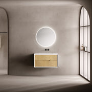 MonBlari Solid Surface Vanity With Mirror TW-2801-BACK TO WALL-FrontView