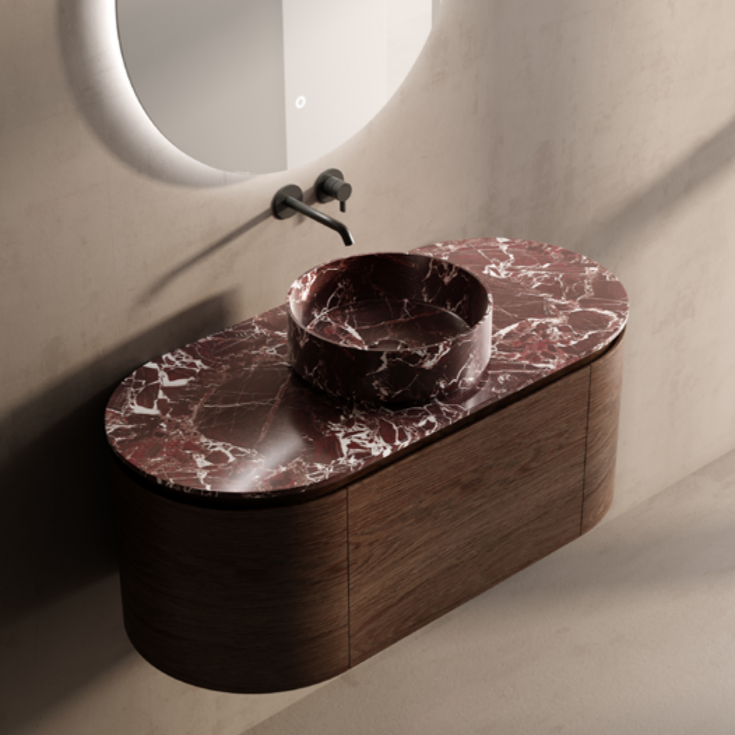 MonBlari Marble Vanity With Mirror TW-5001M-BACK TO WALL-SideTop